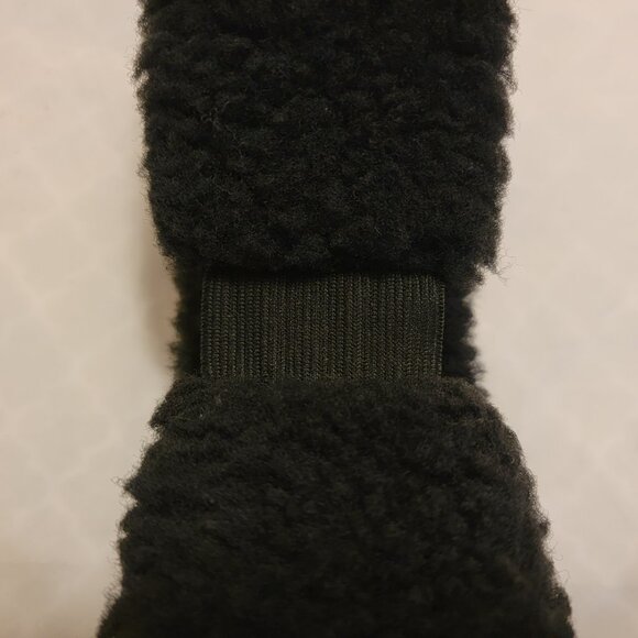 Black Sheepskin Headband Reversible 100% Shearling Winter Hat Women Size OS - Picture 6 of 6